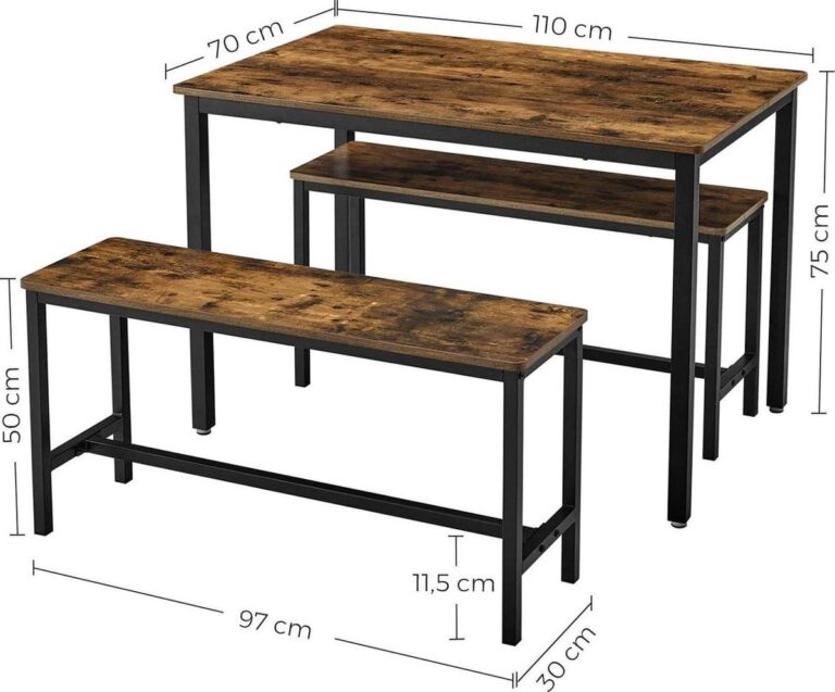 Nancy’s Eettafel met 2 Banken Voor 4 Personen Keukentafel